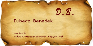 Dubecz Benedek névjegykártya