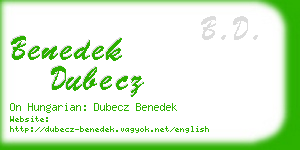 benedek dubecz business card